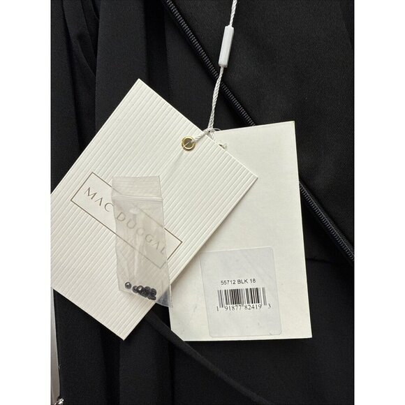 Mac Duggal Size 18 Black 55712 Beaded Cuff Long Sleeve Wrap Trumpet Gown Dress - Picture 11 of 13